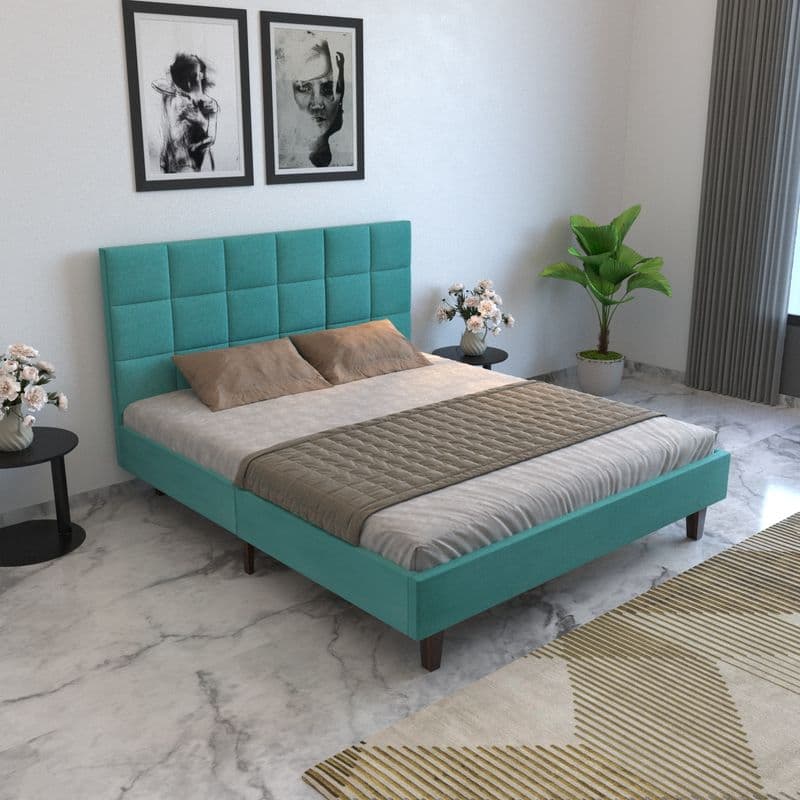 Florina Queen Size Bed (Cyan)