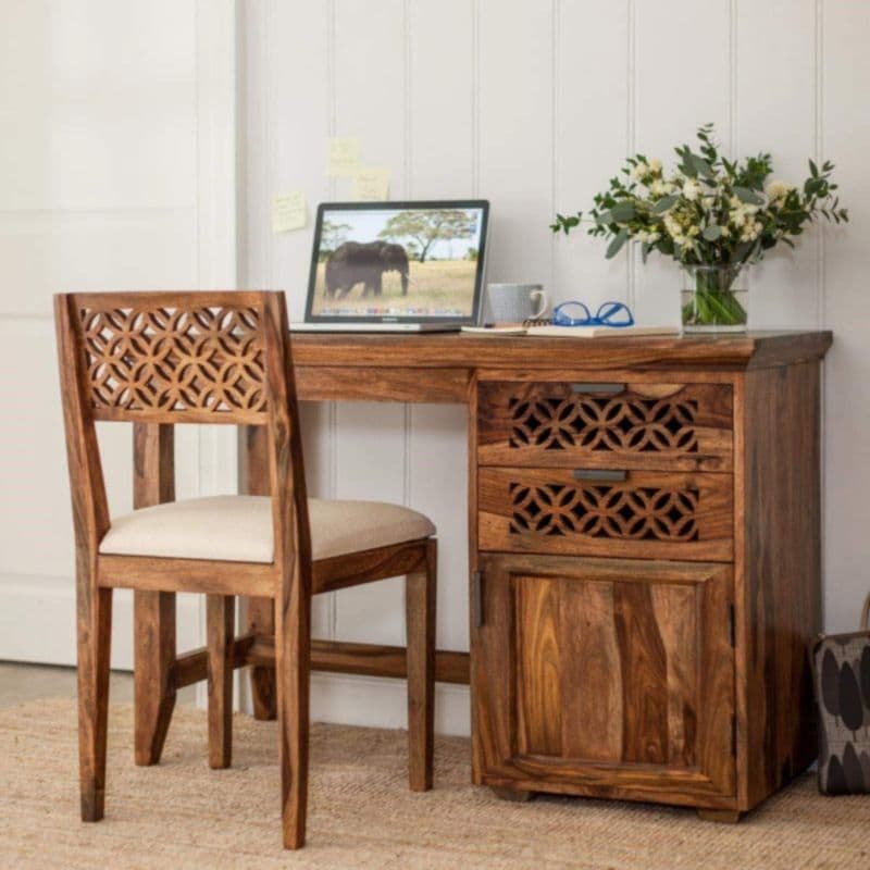Arlo Study Table in Honey Finish with chair