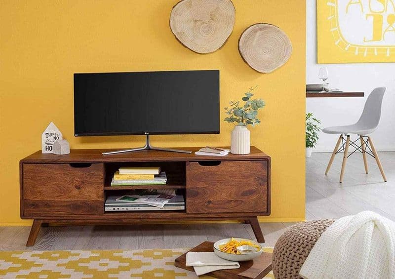Allan tv cabinet in honey finish
